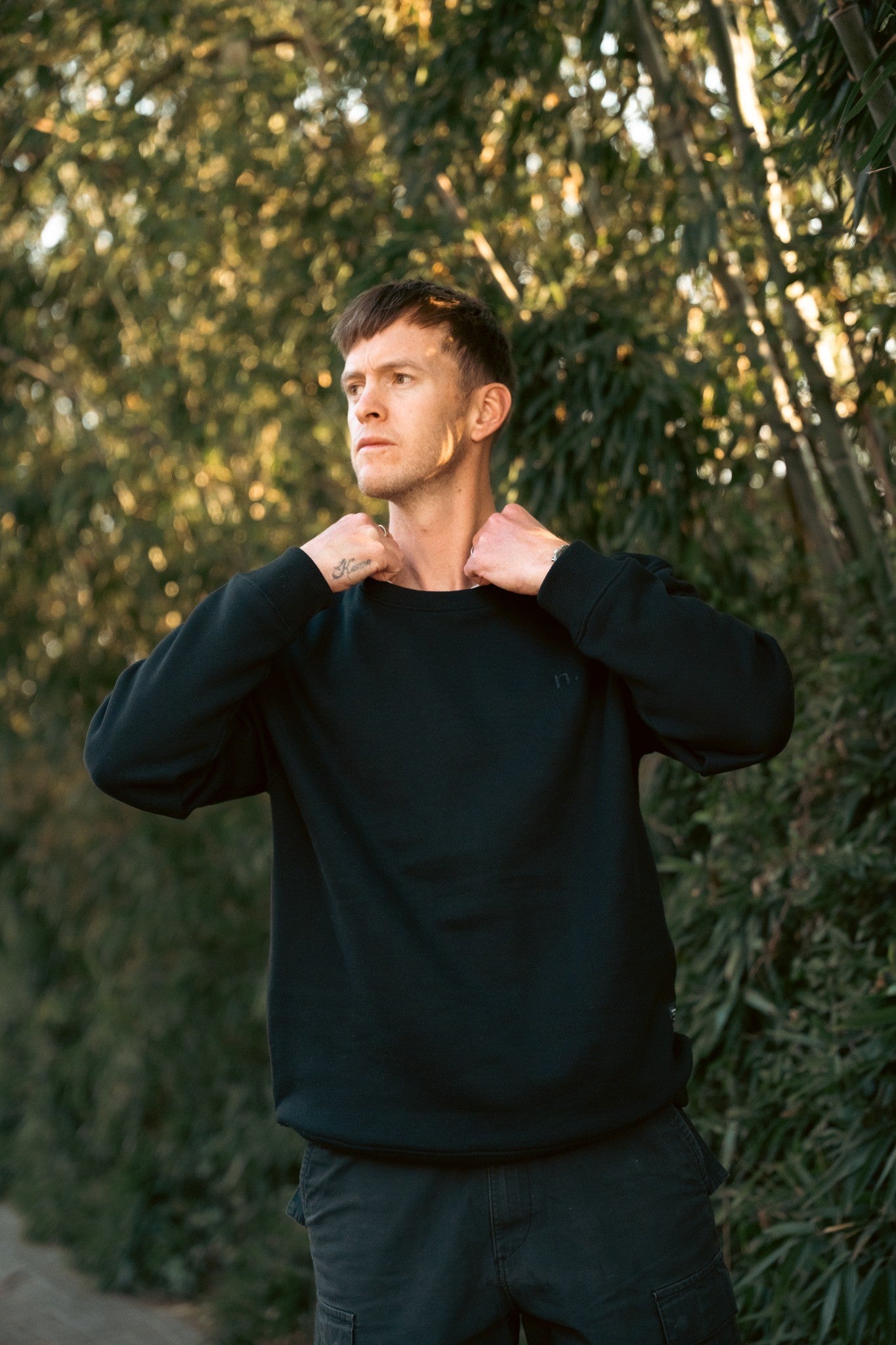 the unisex blackout crew sweater.